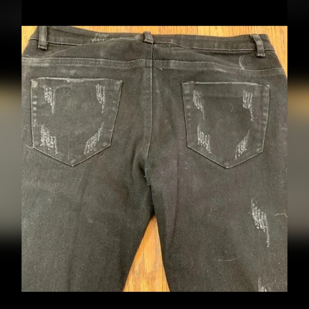 *ECRU LAB BLACK DISTRESSED SUPER FLARE LEG JEAN SZ M* - Picture 9 of 9